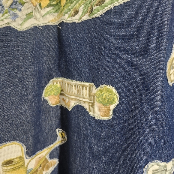 BLAIR  Denim Spring Theme Button up Shirt with Patchwork Embroidery Size Large - Picture 5 of 16